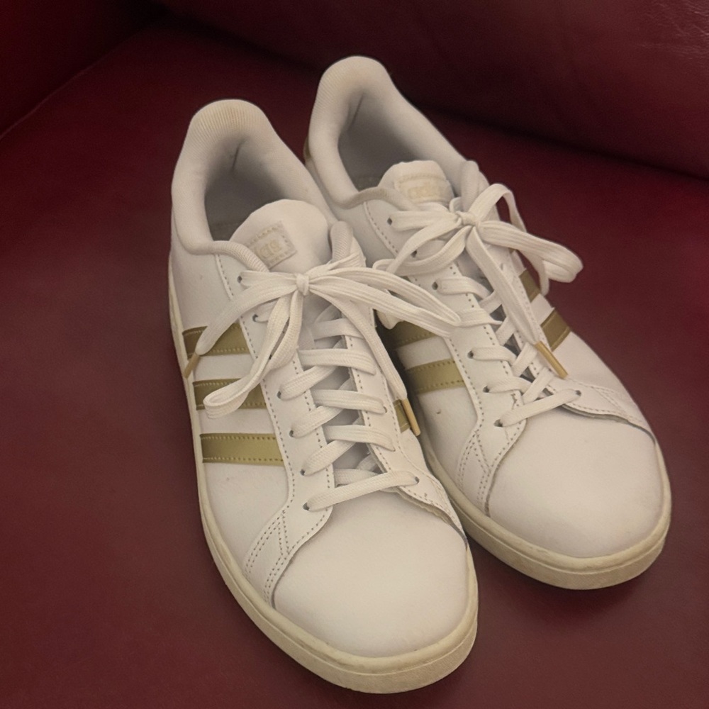 Adidas White and Gold Women's Sneakers